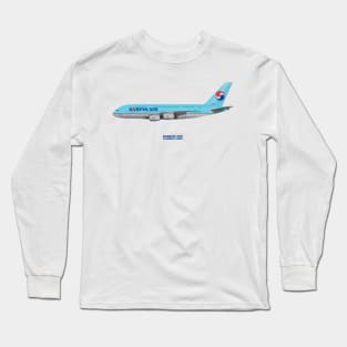 Illustration of Korean Air Airbus A380 Long Sleeve T-Shirt